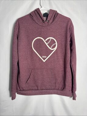 Baseballism Women's Maroon Heart Pullover Hoodie Size Small